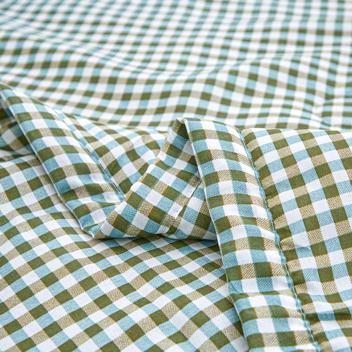 91家纺网 家纺一手货源 找家纺 侨鑫 2025新款亲肤水洗棉夏被宽边 微格香绿