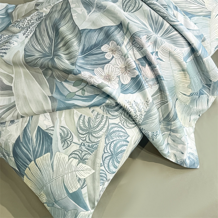 91家纺网 家纺一手货源 找家纺 笙意家纺2025新款水洗冰丝数码印花暗盒款四件套 汐月