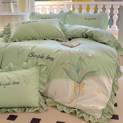 凯美家居 2025新款超柔亲肤磨毛刺绣花仙子系列四件套 花仙子 绿