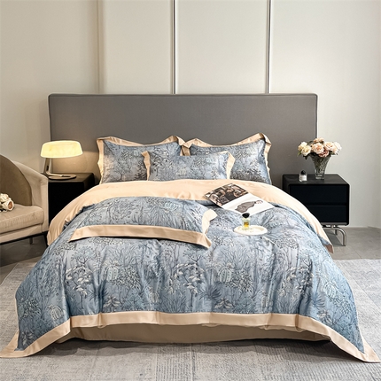 91家纺网 家纺一手货源 找家纺 （总）笙意家纺 2025新款水洗冰丝数码印花宽边四件套