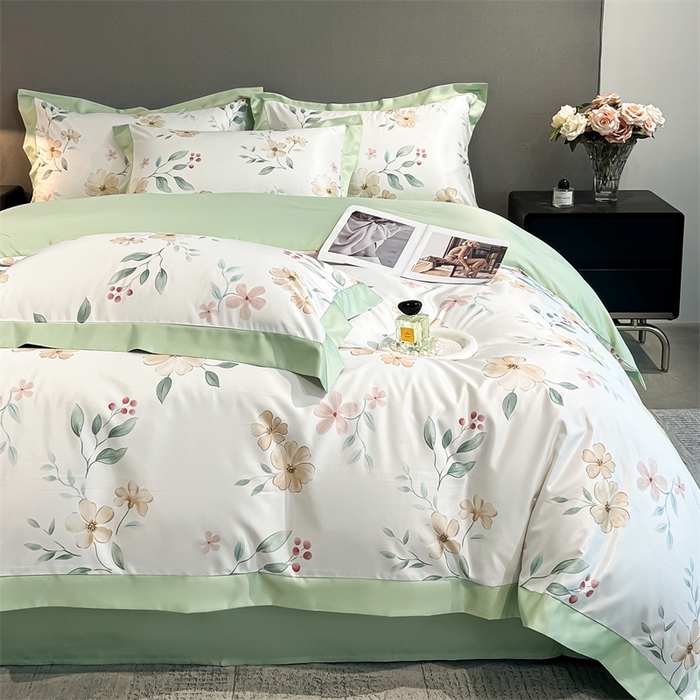 91家纺网 家纺一手货源 找家纺 笙意家纺 2025新款水洗冰丝数码印花宽边四件套 依恋