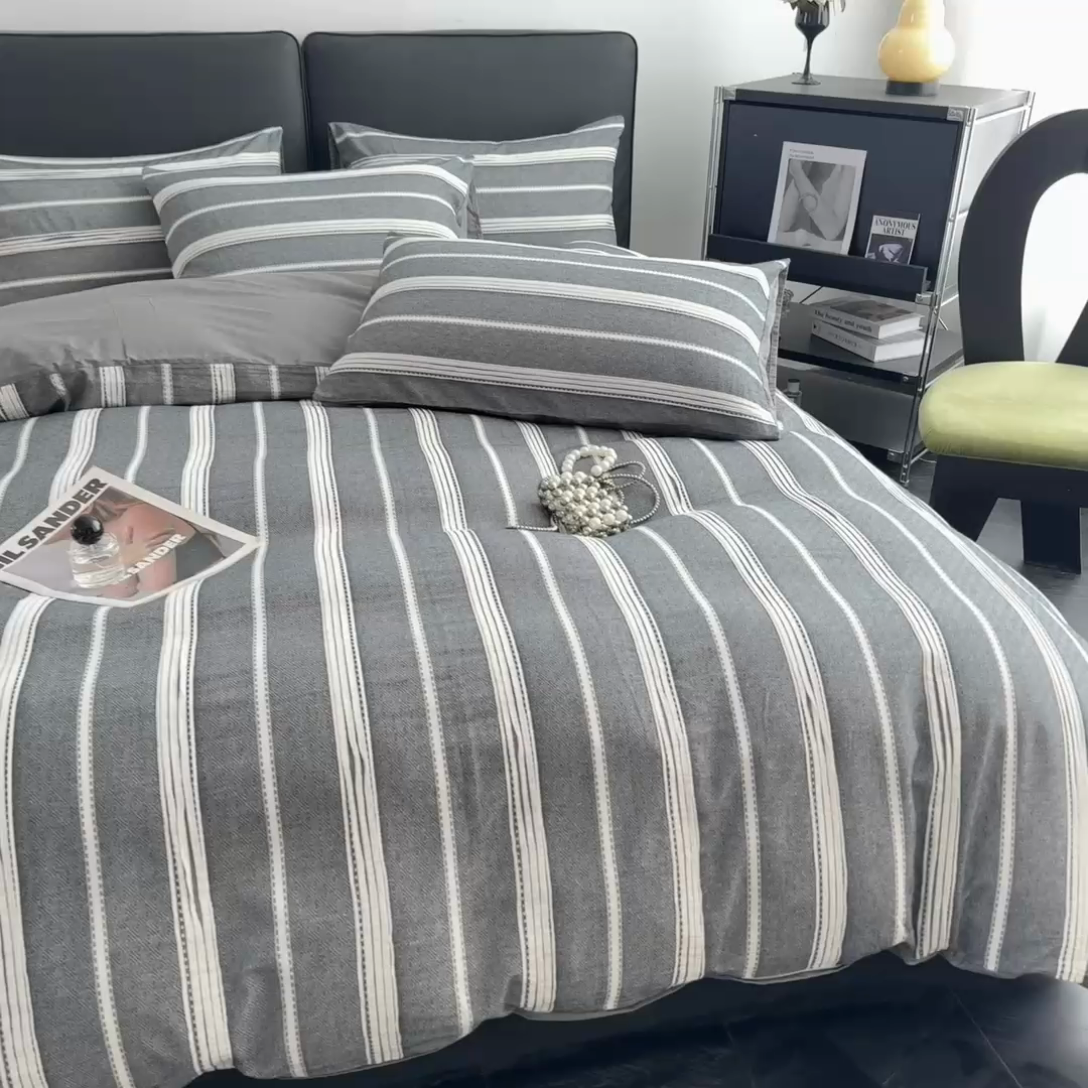 91家纺网 家纺一手货源 找家纺 （总）女子家纺 2025新款A类40支全棉纯棉提花四件套（简川-星辰系列）