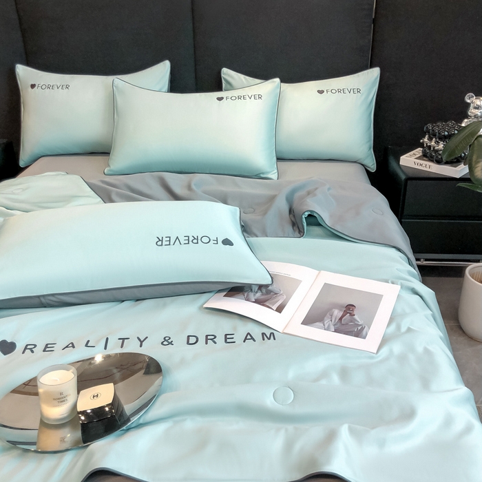 91家纺网 家纺一手货源 找家纺 （总）吾诺 2025 双拼及羽毛刺绣夏被四件套绣花夏被水洗天丝夏被水洗真丝夏凉被空调被