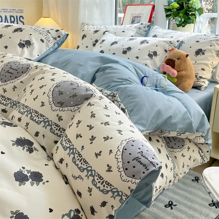 盛秋家纺 2025新款卡通单被套 着迷+爱心结