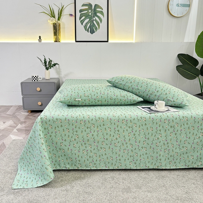 91家纺网 家纺一手货源 找家纺 伊而梦蚊帐 2025新款原棉老粗布床单 绿满园