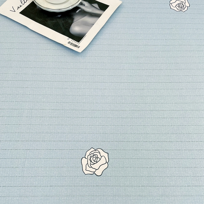 91家纺网 家纺一手货源 找家纺 伊而梦蚊帐 2025新款A类老粗布抗菌床单 玫瑰线-蓝