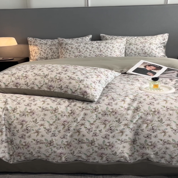 91家纺网 家纺一手货源 找家纺 笙意家纺2025新款水洗冰丝数码印花暗盒款四件套 魅影