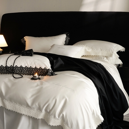 涞澳家纺 2025新款天丝棉花边款四件套--星娜系列 星娜-珍珠白（白色花边）