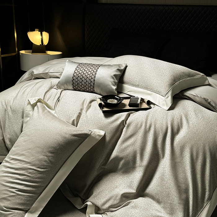 91家纺网 家纺一手货源 找家纺 涞澳家纺 2025新款天丝棉色织提花四件套 丝蕴-绿