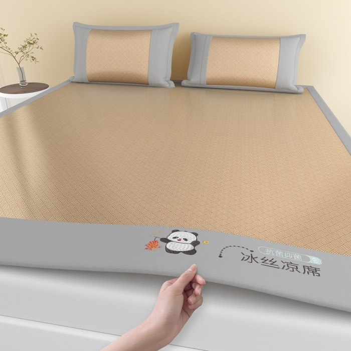 91家纺网 家纺一手货源 找家纺 爱宝被业  2025新款凉感抗菌冰丝席凉席 棕色
