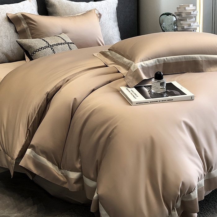 91家纺网 家纺一手货源 找家纺 涞澳家纺 2025新款80天丝棉四件套-凯瑟琳系列 凯瑟琳-摩卡