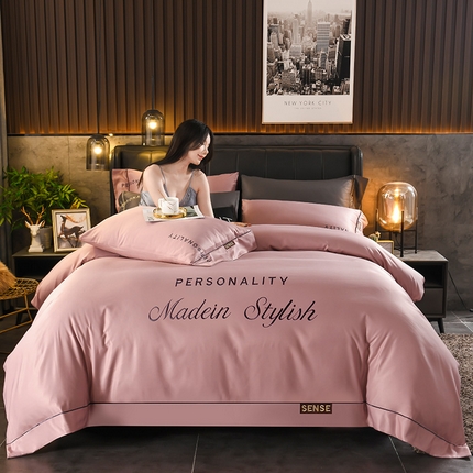 睡美人 2025新款水洗真丝高端轻奢绣花款四件套-爱娜 爱娜-豆沙色