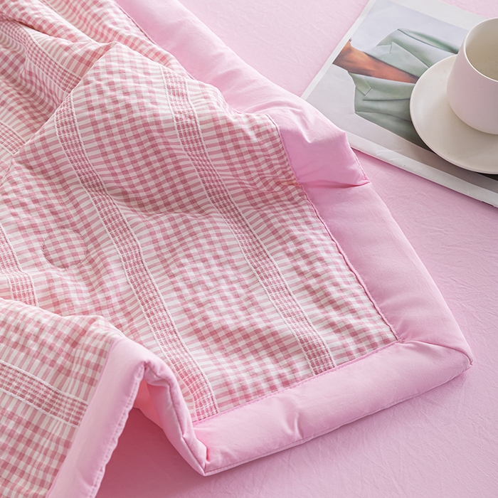 91家纺网 家纺一手货源 找家纺 （总）吾诺 2025 韩式立体提花公主格大豆夏被子被芯夏凉被夏被四件套