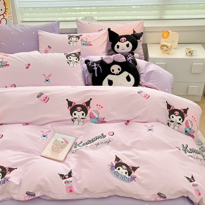 91家纺网 家纺一手货源 找家纺 暮思家居 2025新款正版授权三丽鸥全棉四件套系列四件套 库洛米精灵