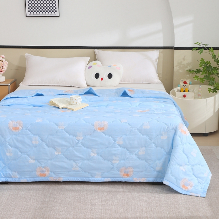 91家纺网 家纺一手货源 找家纺 （总）被多多被业  2025新款清新印花亲肤绒超声波工艺夏凉被