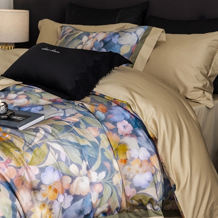 91家纺网 家纺一手货源 找家纺 （总）涞澳家纺 2025新款全棉数码印花宽边四件套