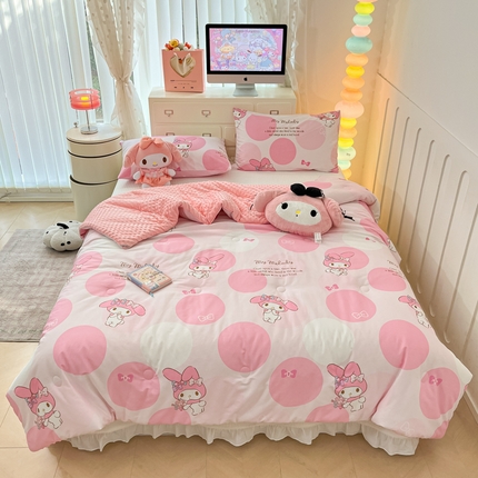 91家纺网 家纺一手货源 找家纺 暮思家居 2025新款正版授权三丽鸥A版纯棉B版安抚豆豆绒春秋被冬被豆豆被被子被芯系列 豆豆被-圈圈美乐蒂