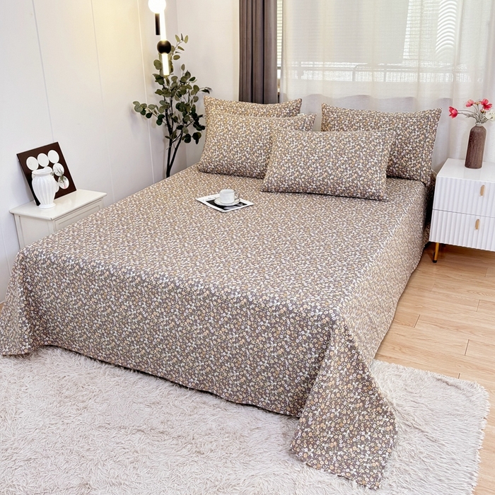 91家纺网 家纺一手货源 找家纺 伊而梦蚊帐 2025新款A类老粗布抗菌床单 秋蕊香-咖