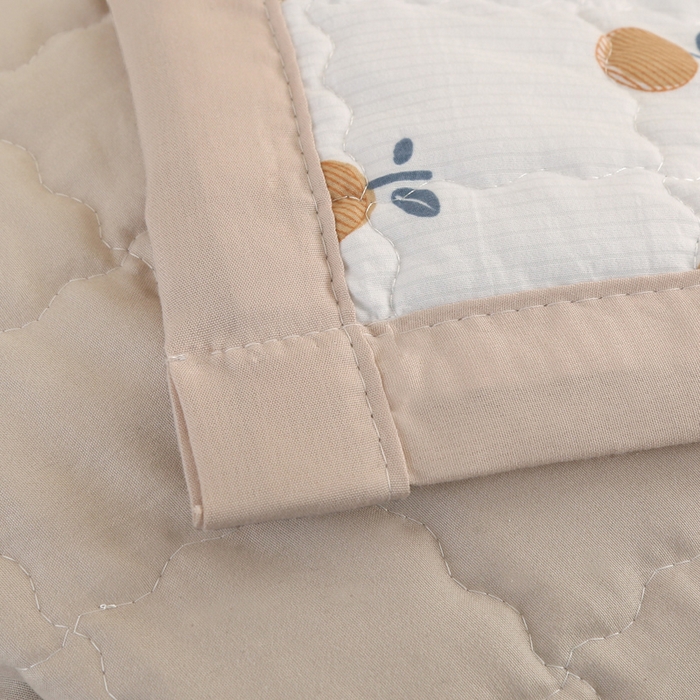 91家纺网 家纺一手货源 找家纺 被多多被业  2025新款小清新印花小竺棉多针绗绣夏凉被 樱桃咖色