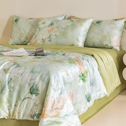 91家纺网 家纺一手货源 找家纺 （总）梦幻之城 2025新款水洗真丝数码印花简易款夏被四件套