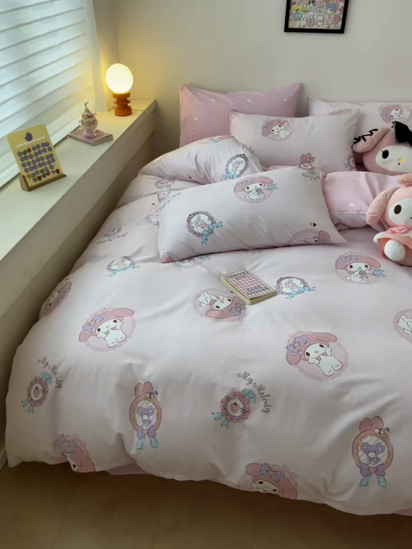 91家纺网 家纺一手货源 找家纺 暮思家居 2025新款正版授权三丽鸥全棉四件套系列四件套 小兔美乐蒂