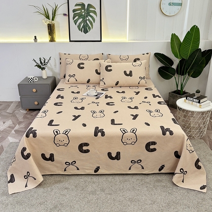 91家纺网 家纺一手货源 找家纺 伊而梦蚊帐 2025新款原棉老粗布床单 幸运兔