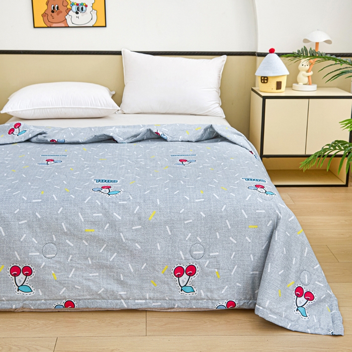 91家纺网 家纺一手货源 找家纺 侨鑫 2025新款亲肤水洗棉夏被宽边 仲夏樱桃