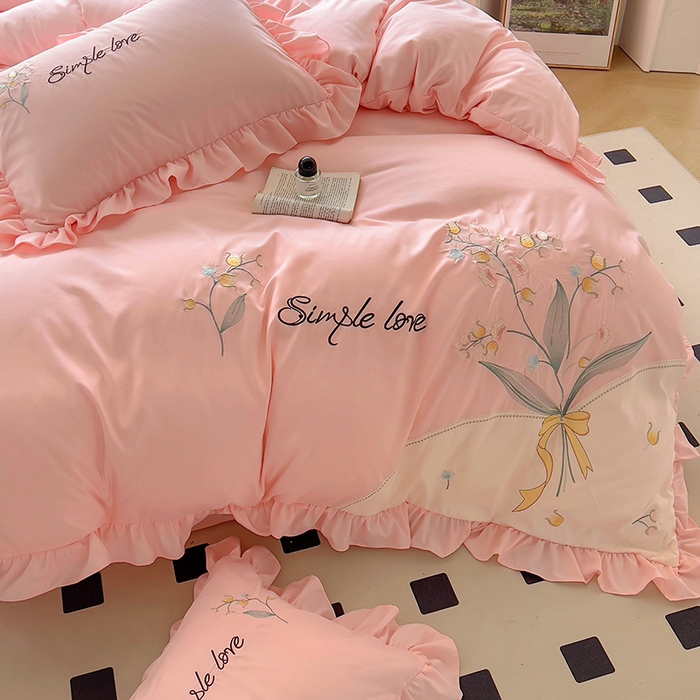 91家纺网 家纺一手货源 找家纺 （总）凯美家居 2025新款超柔亲肤磨毛刺绣花仙子系列四件套