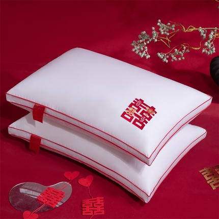 91家纺网 家纺一手货源 找家纺 （总）仁宇枕业 2025新款新品新人大红结婚喜庆富贵喜事婚庆舒适枕系列多规格单人双人长枕头枕芯