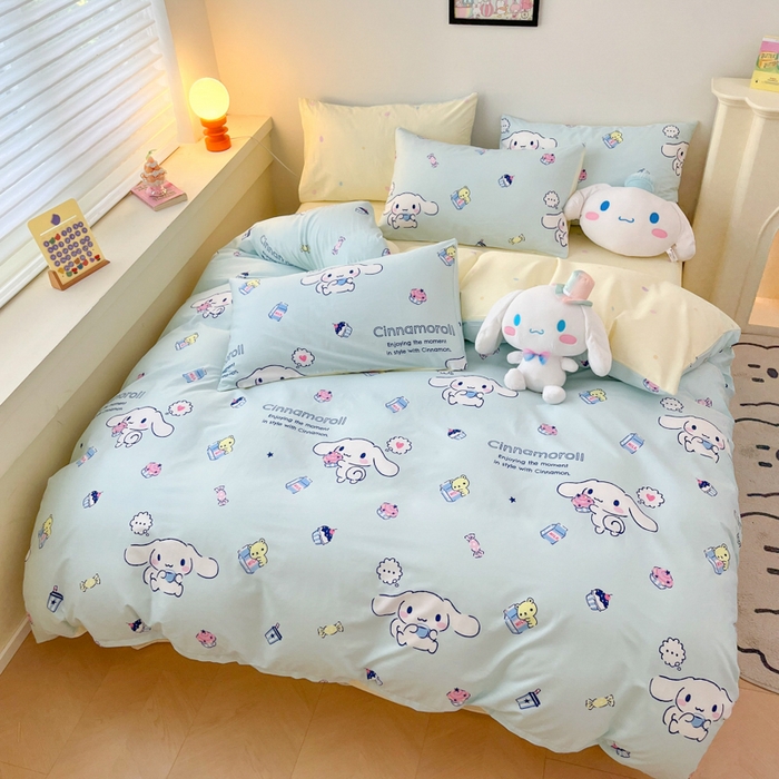 91家纺网 家纺一手货源 找家纺 暮思家居 2025新款正版授权三丽鸥全棉四件套系列四件套 奶牛大耳狗