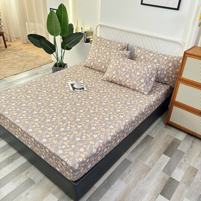 91家纺网 家纺一手货源 找家纺 伊而梦蚊帐 2025新款原棉老粗布床笠 梅花棕