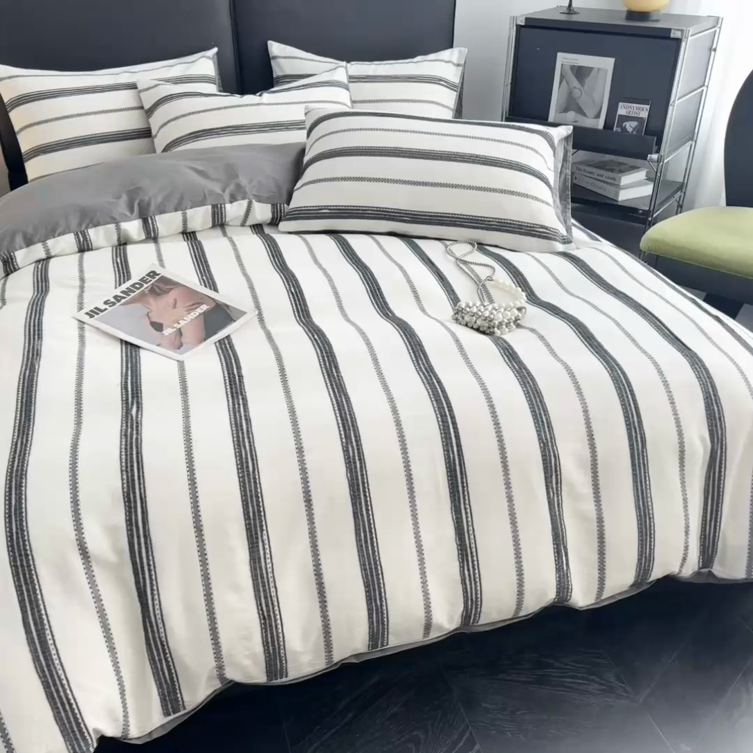 91家纺网 家纺一手货源 找家纺 （总）女子家纺 2025新款A类40支全棉纯棉提花四件套（简川-星辰系列）