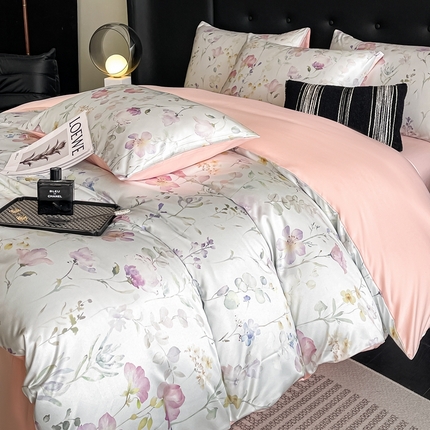 91家纺网 家纺一手货源 找家纺 （总）梦幻之城 2025新款水洗真丝数码印花简易款四件套