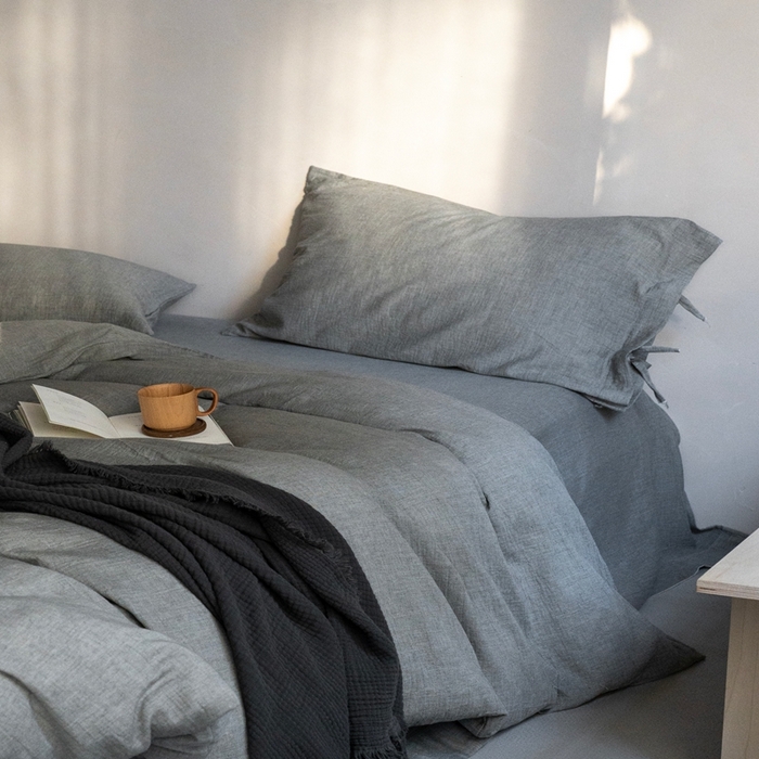 91家纺网 家纺一手货源 找家纺 （总）璞素2025新款全棉色织三层纱四件套-素简