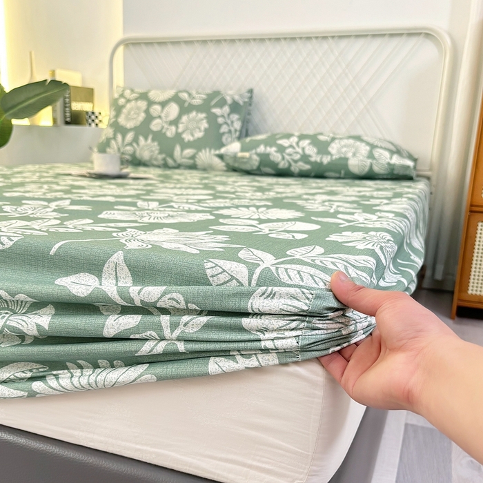 91家纺网 家纺一手货源 找家纺 伊而梦蚊帐 2025新款原棉老粗布床笠 春草青