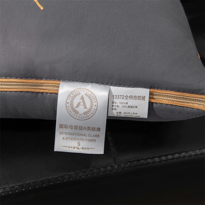 91家纺网 家纺一手货源 找家纺 照世家纺 2025新款柔软透气全棉抱枕被-蝶影 蝶影-深灰