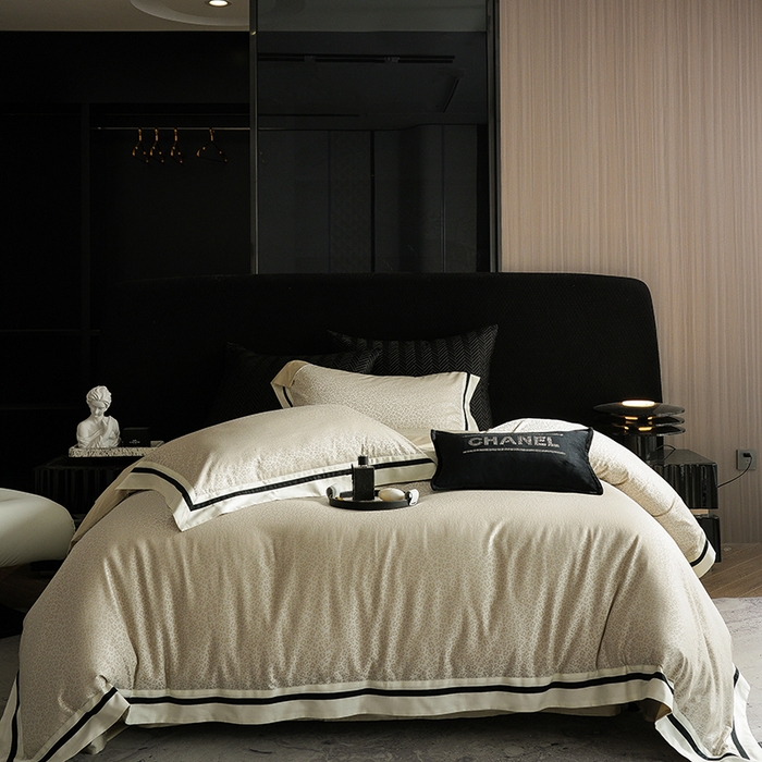 91家纺网 家纺一手货源 找家纺 涞澳家纺 2025新款天丝棉色织提花四件套 娇奈儿-浅瓦金