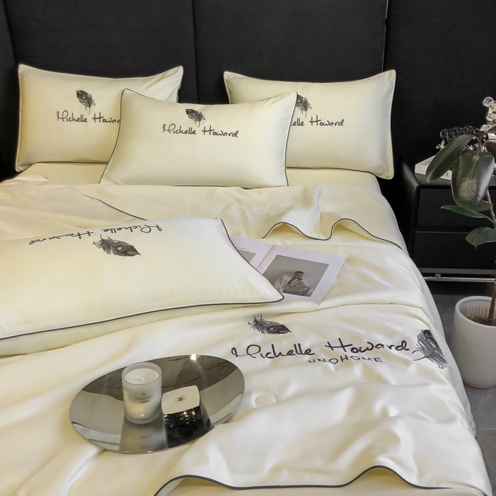 91家纺网 家纺一手货源 找家纺 吾诺 2025 双拼及羽毛刺绣夏被四件套绣花夏被水洗天丝夏被水洗真丝夏凉被空调被 羽毛-奶昔白