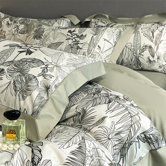 91家纺网 家纺一手货源 找家纺 笙意家纺 2025新款水洗冰丝数码印花宽边四件套 乐微