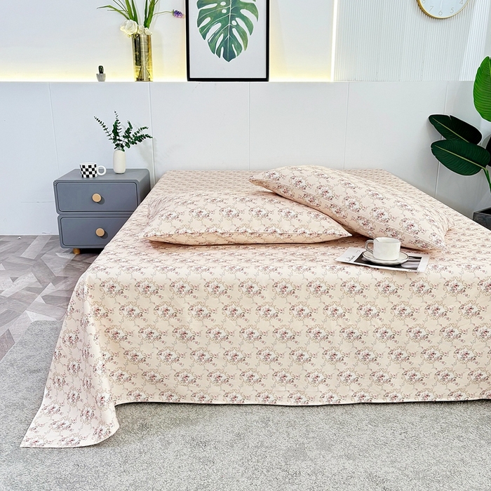 91家纺网 家纺一手货源 找家纺 伊而梦蚊帐 2025新款原棉老粗布床单 玫瑰格