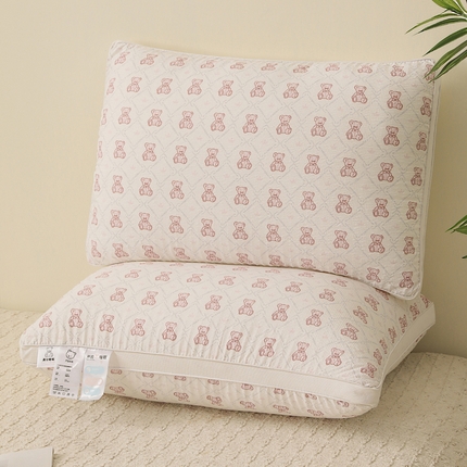 珍贝家纺 2025新款小熊饼干亲肤枕枕头枕芯 小熊饼干-粉色 高枕48*74cm