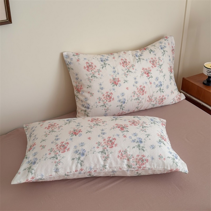 91家纺网 家纺一手货源 找家纺 亿梵家居 2025新款A类母婴级有氧全棉纯棉双层纱纯棉印花四件套-床拍图 芳若-米