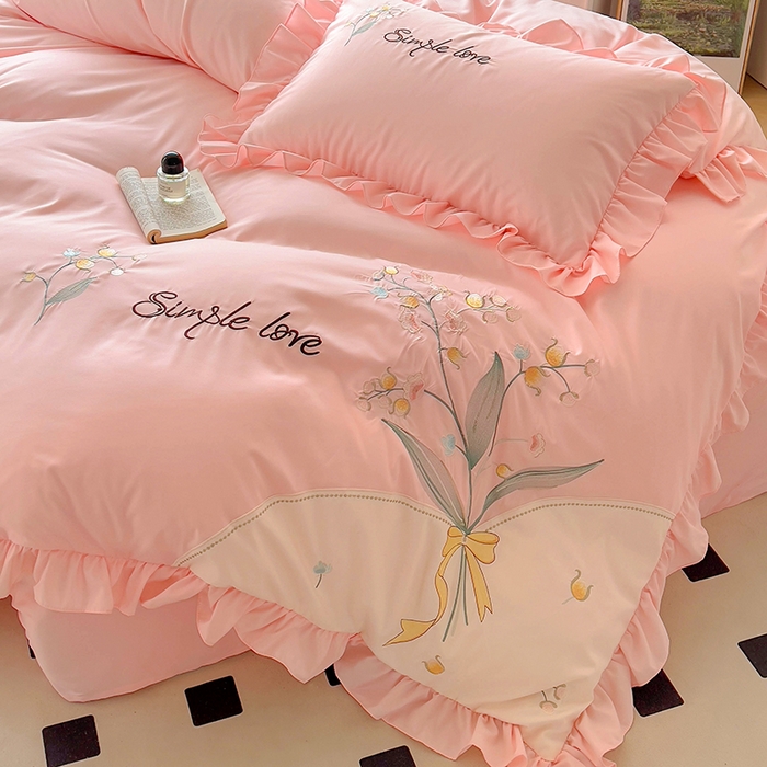 91家纺网 家纺一手货源 找家纺 （总）凯美家居 2025新款超柔亲肤磨毛刺绣花仙子系列四件套