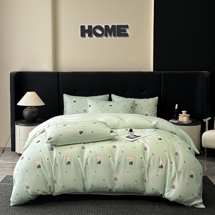 慕晨 2025春夏新品莱赛尔天丝数码印花四件套莱赛尔夏被四件套天丝夏凉被直播热款 萌兔