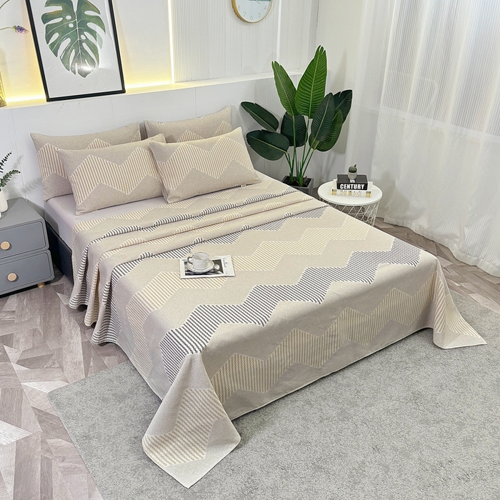 91家纺网 家纺一手货源 找家纺 伊而梦蚊帐 2025新款原棉老粗布床单 波浪条