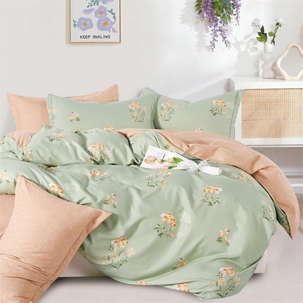 91家纺网 家纺一手货源 找家纺 （总）畅畅家纺 2025新款春夏活性小清新印花云锦棉四件套