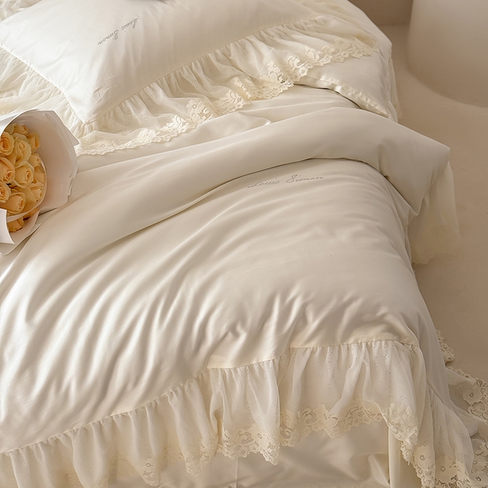 91家纺网 家纺一手货源 找家纺 涞澳家纺 2025新款亲肤舒适天丝棉四件套-云初系列 云初-奶酪白