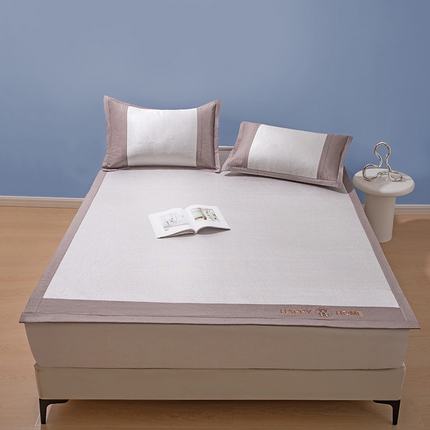 航途席业 2025新款小熊藤冰丝凉席 快乐熊银灰