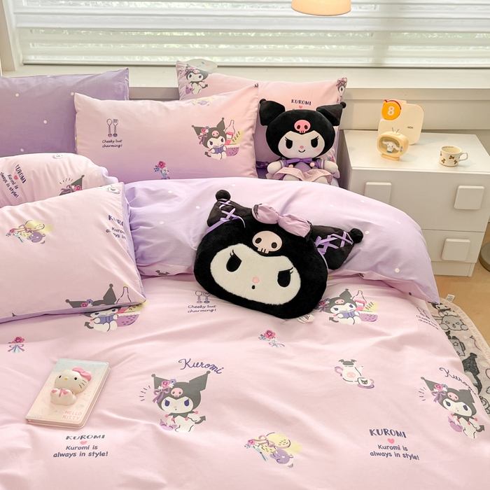 91家纺网 家纺一手货源 找家纺 暮思家居 2025新款正版授权三丽鸥全棉四件套系列四件套 梦幻库洛米