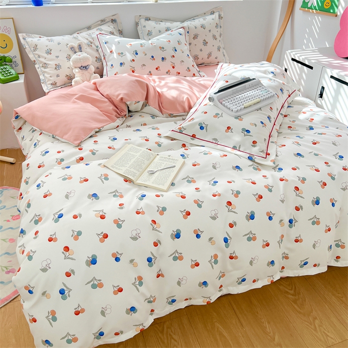 91家纺网 家纺一手货源 找家纺 （总）畅畅家纺 2025新款春夏活性小清新印花云锦棉四件套